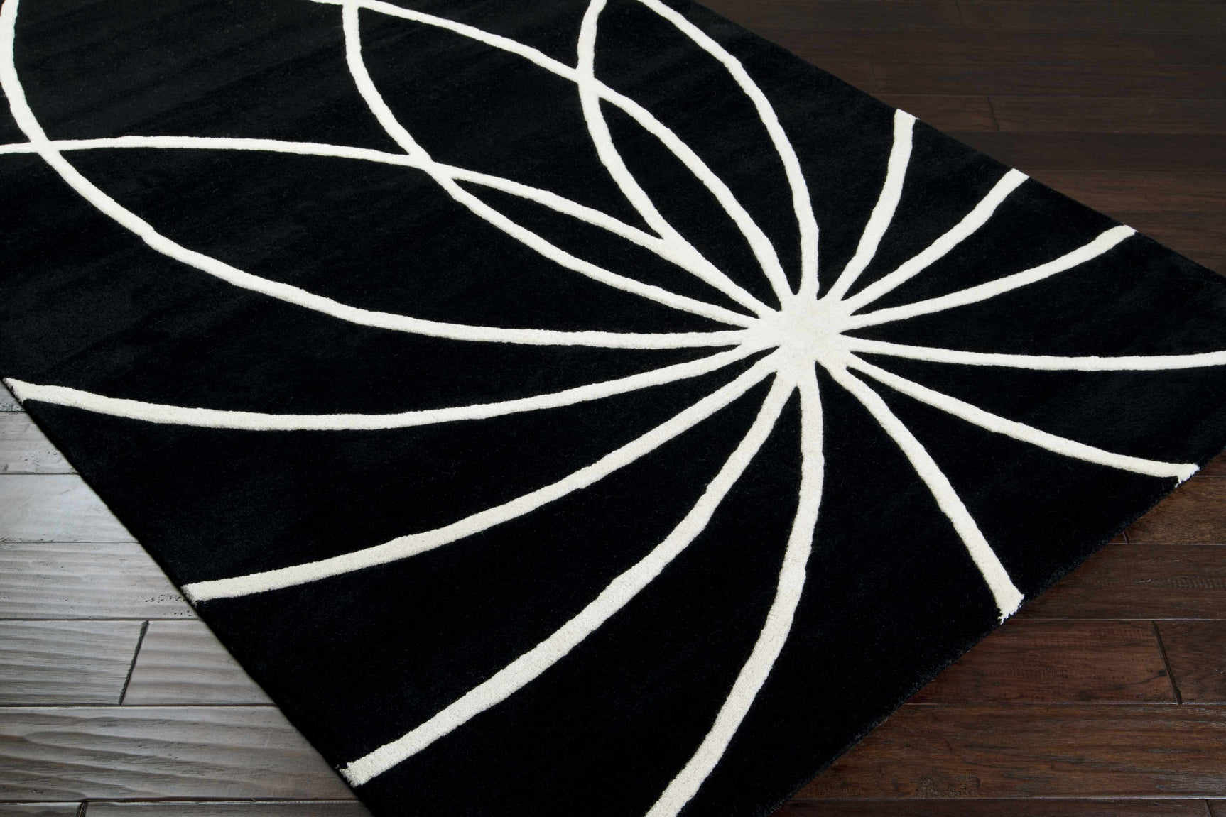 Davison Black Geometric Wool Carpet - Ornate Home