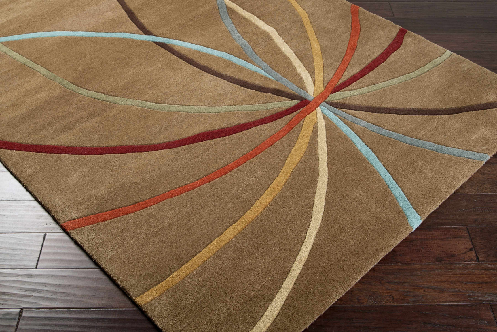 Davison Brown Geometric Modern Wool Rug - Ornate Home