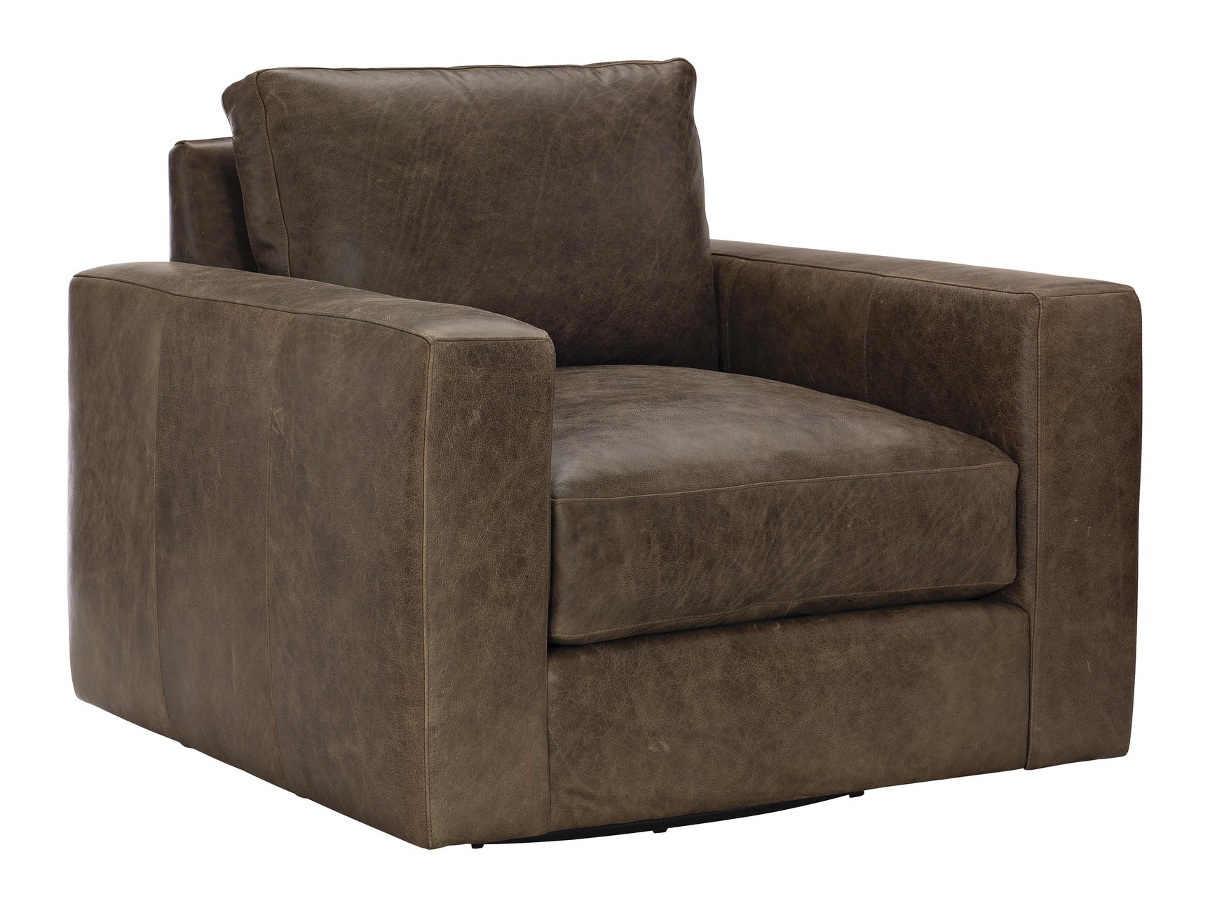 Dawkins Brown Leather Swivel Chair - Ornate Home