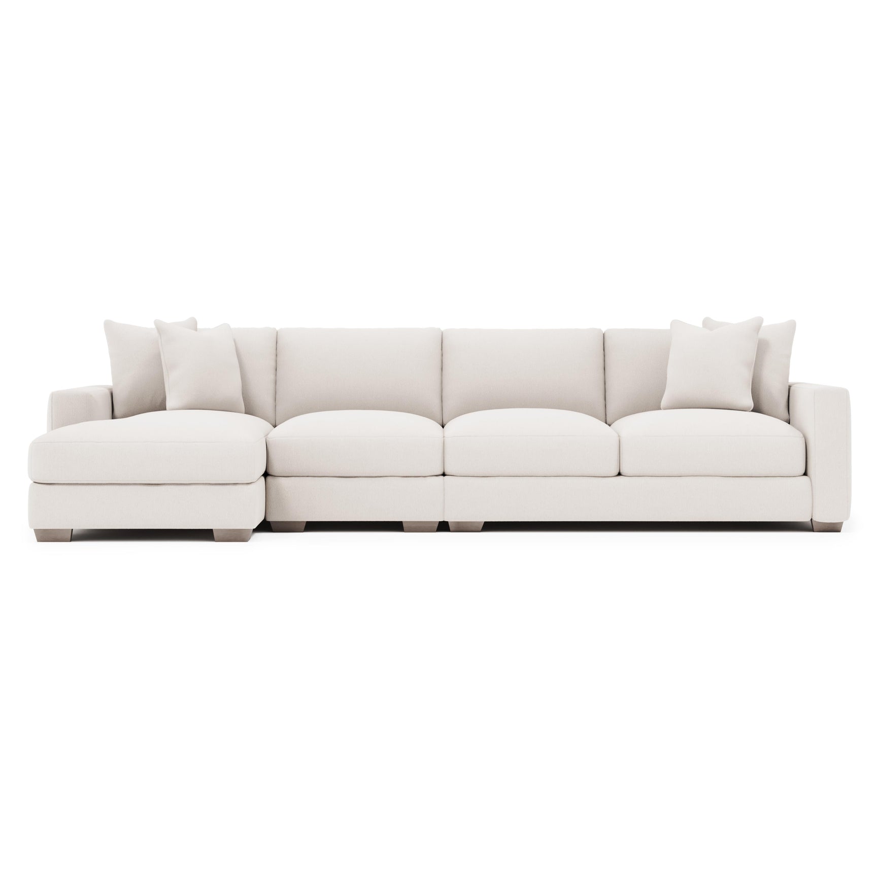 Dawkins White/Cream Fabric 4-Seat Sectional with Left-Arm Chaise - Ornate Home