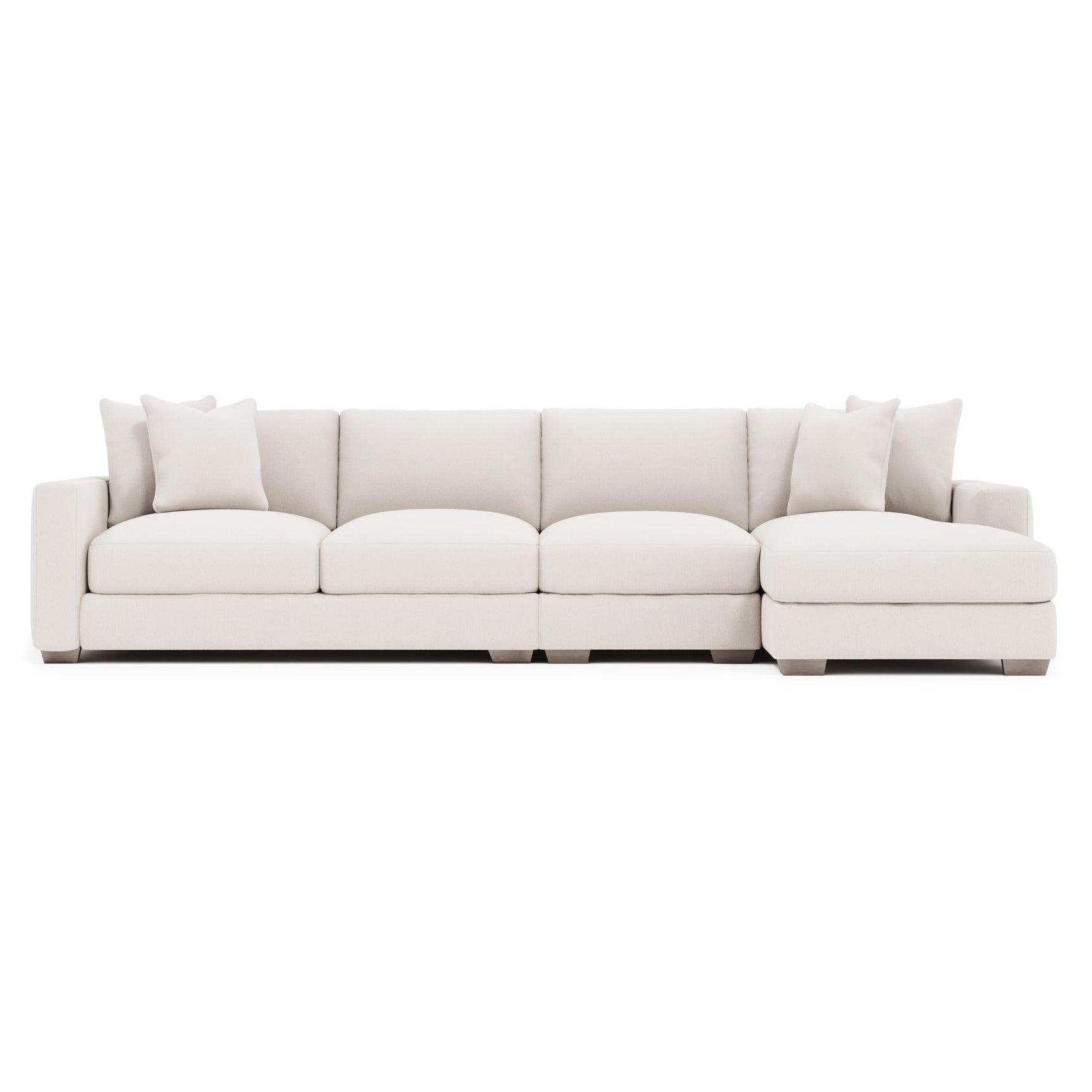 Dawkins White/Cream Fabric 4-Seat Sectional with Right-Arm Chaise - Ornate Home