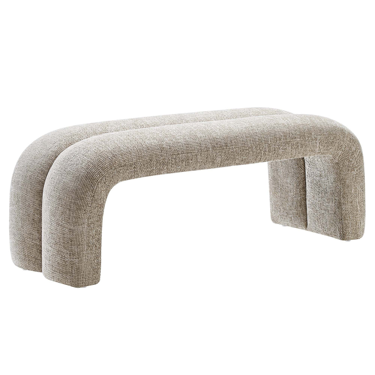 Dax Khaki 50.5" Chenille Upholstered Accent Bench - Ornate Home