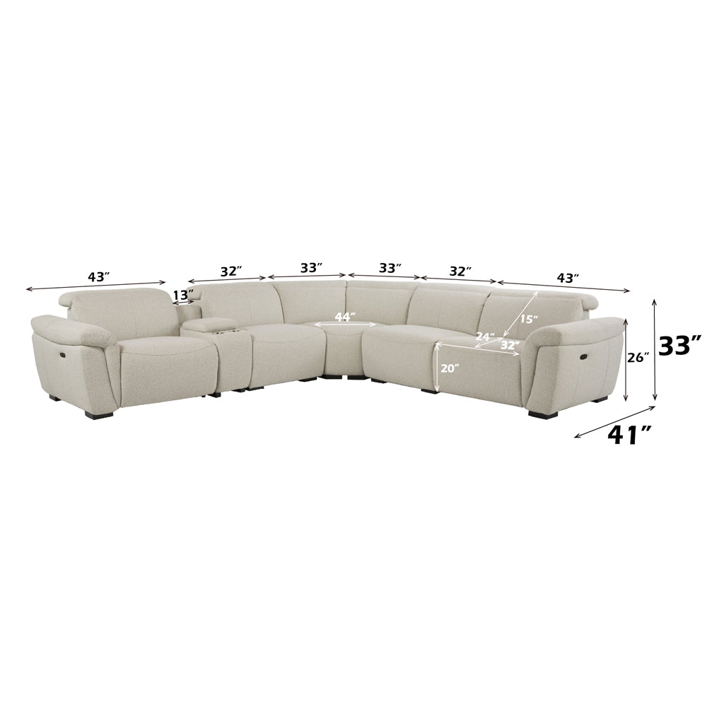 Dayana Beige Boucle Power Motion Sectional Sofa - Ornate Home