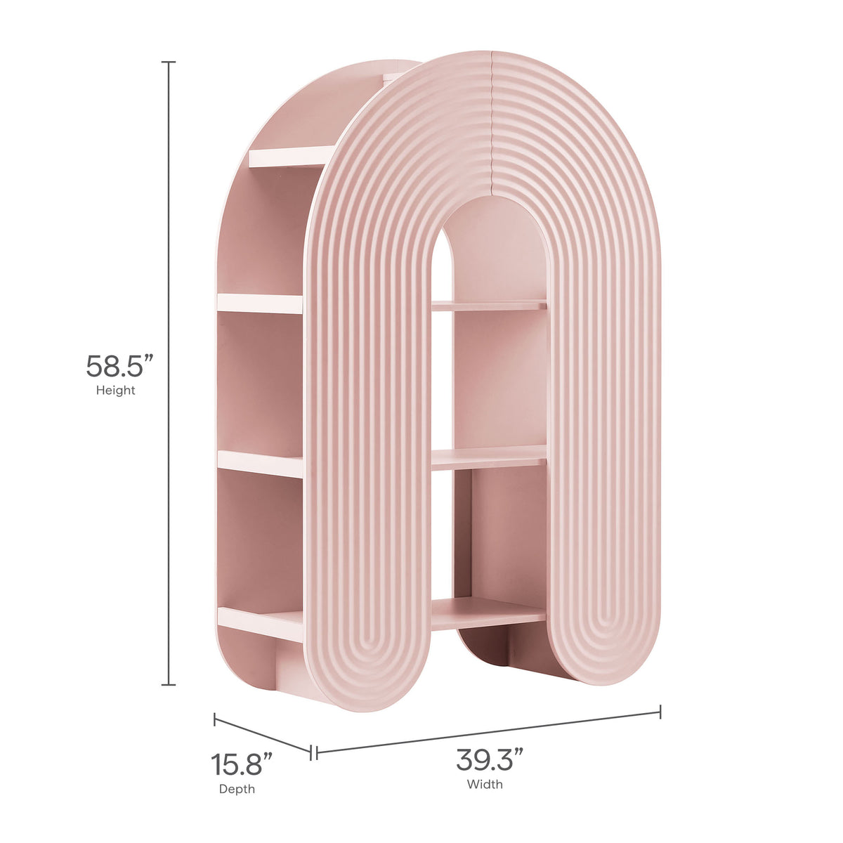 Daydream Soft Pink 58" Arched Bookshelf - Ornate Home