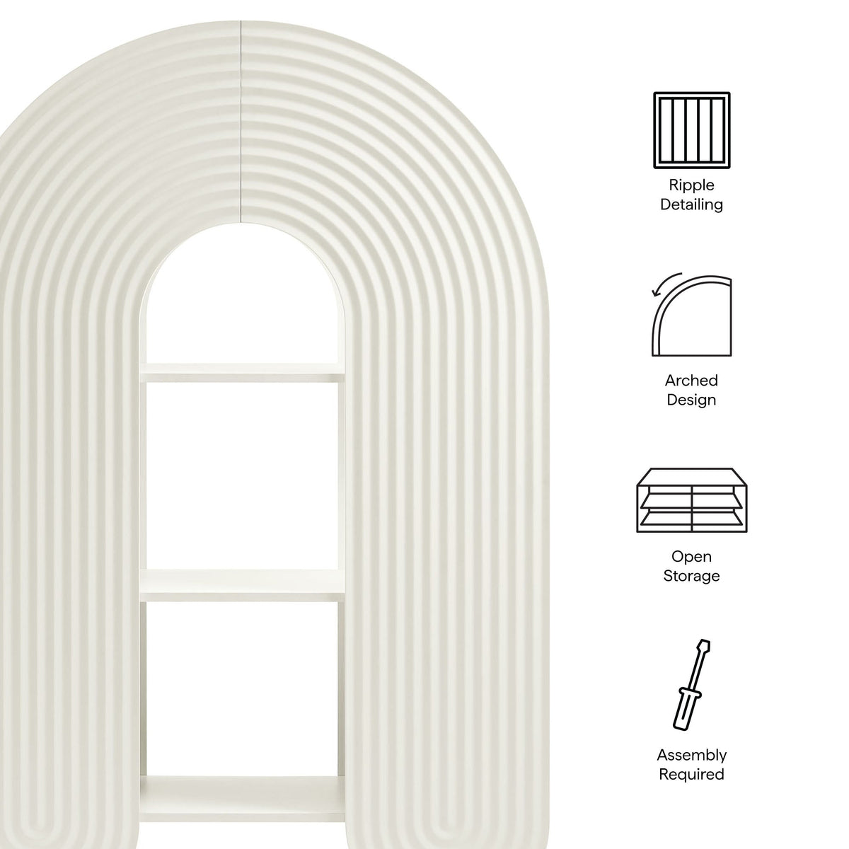 Daydream White 58" Arched Bookshelf - Ornate Home