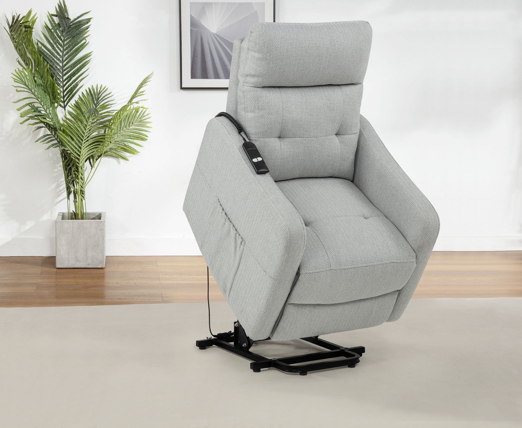Dayes Light Grey Upholstered Power Lift Recliner Chair - Ornate Home