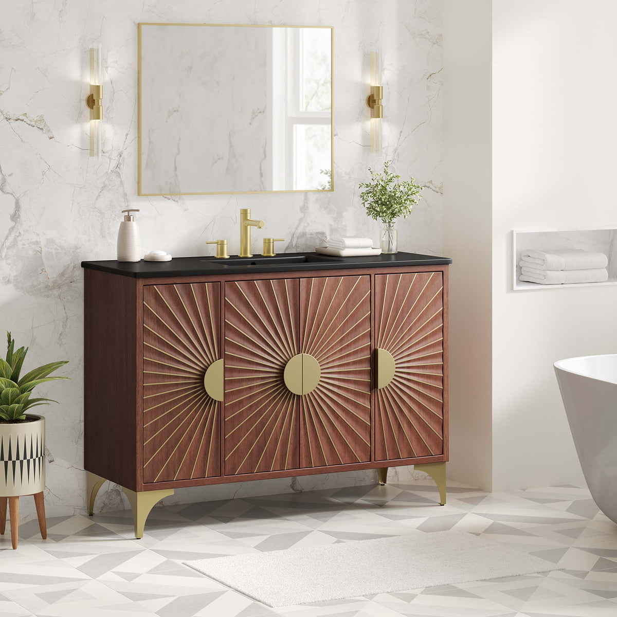 Daylight Black/Walnut 48" Bathroom Vanity - Ornate Home