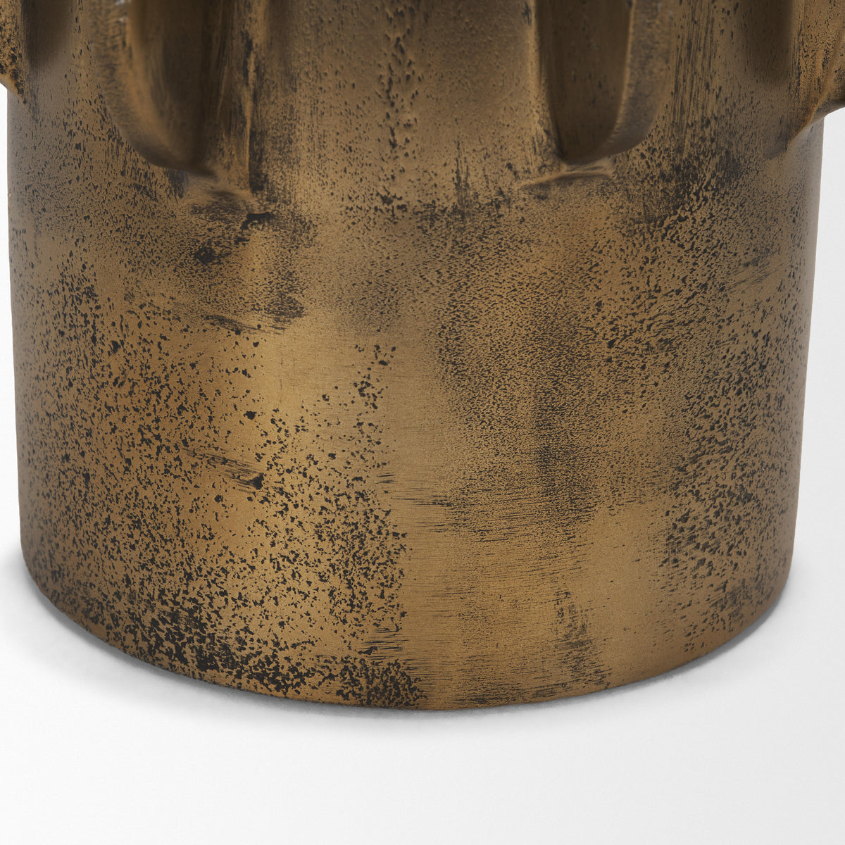 Deacon Antiqued Gold Small Metal Canister with Sculptural Handles - Ornate Home