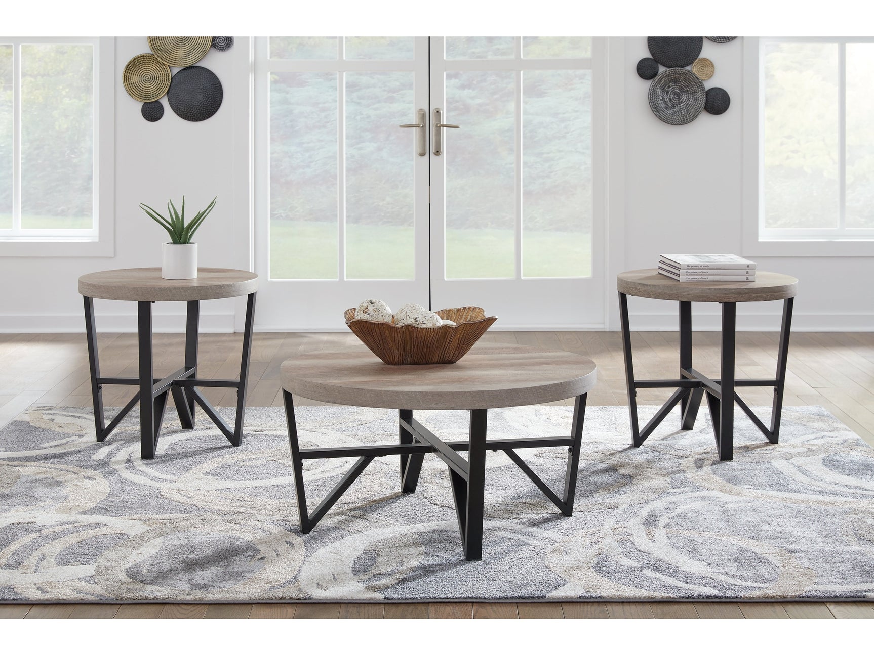 Deanlee Grayish Brown/Black Occasional Table Set (Set of 3) - Ornate Home