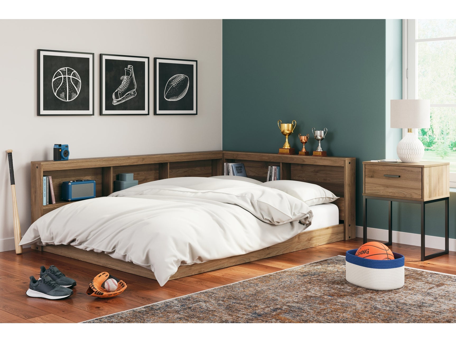 Deanlow Honey Full Bookcase Storage Youth Bed - Ornate Home