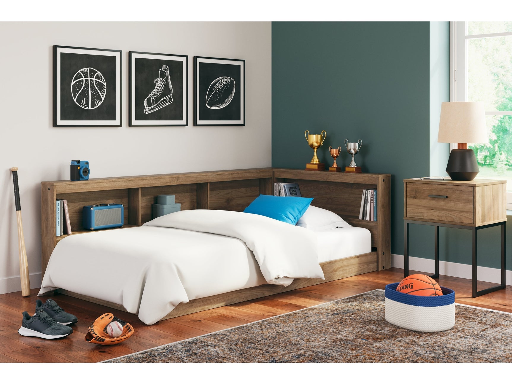 Deanlow Honey Twin Bookcase Storage Bed (Online Special Price) - Ornate Home