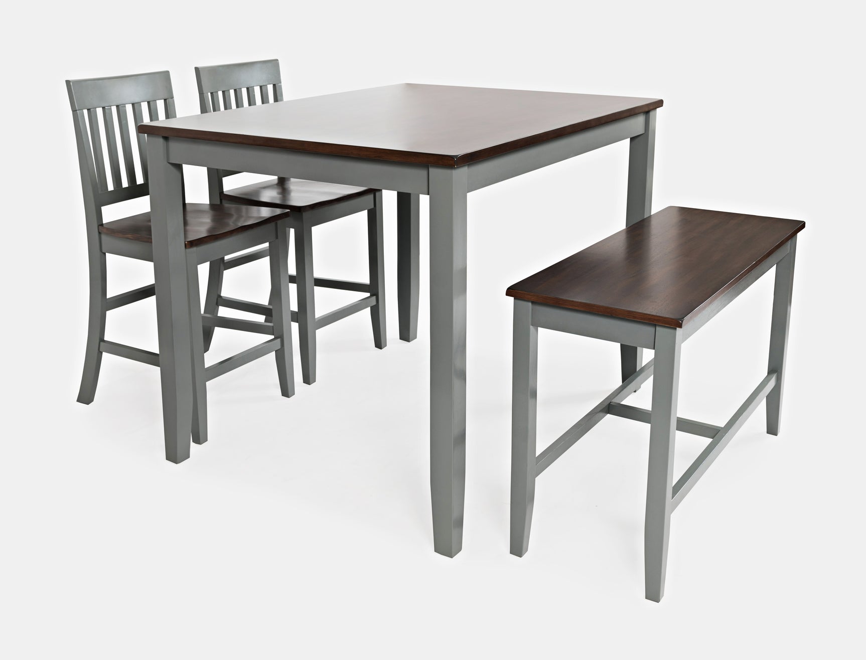 Decatur Lane Grey/Autumn Brown Counter Height Dining Table, (2) Stools, Bench - Ornate Home