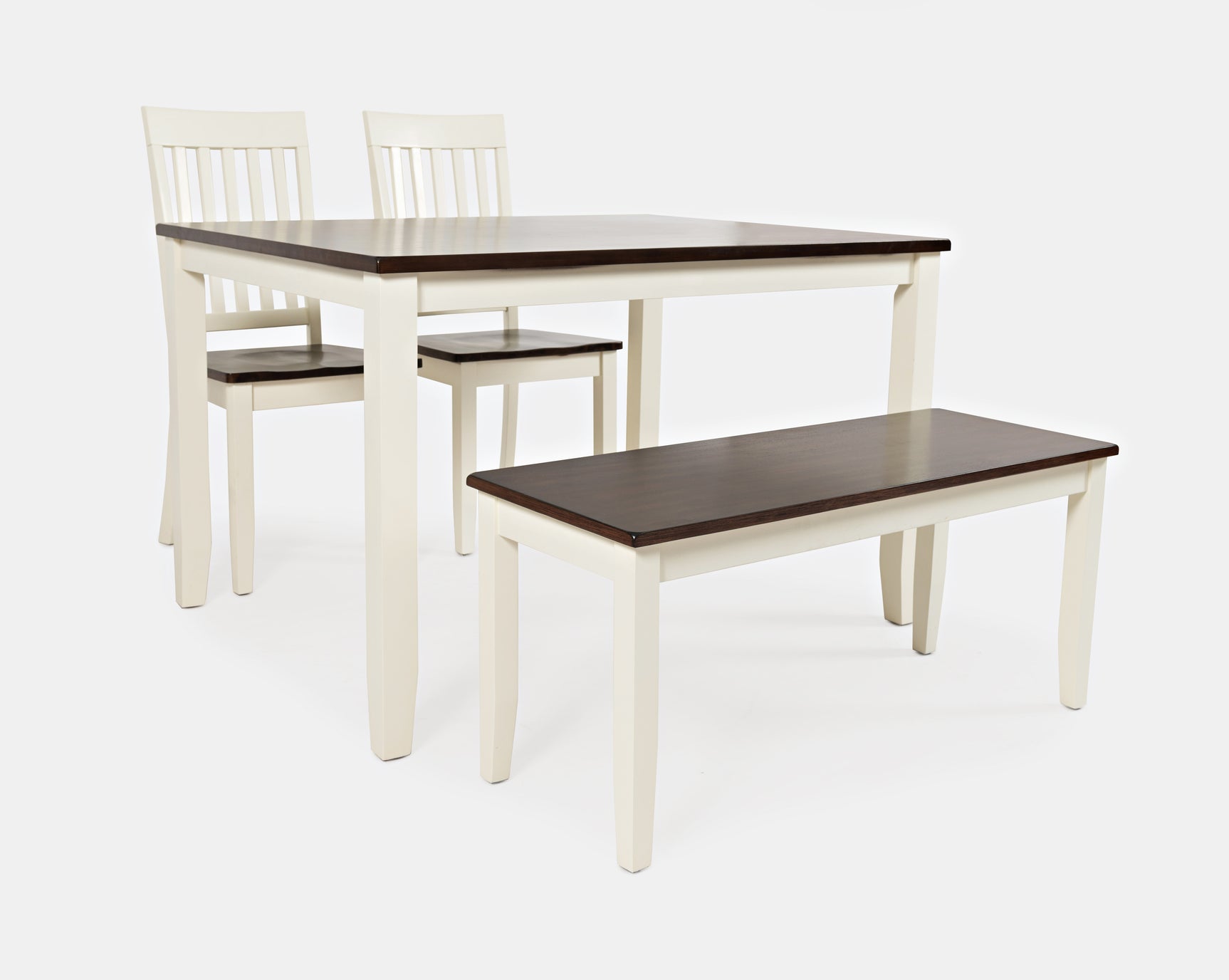 Decatur Lane White/Autumn Brown Dining Table, (2) Chairs, Bench - Ornate Home
