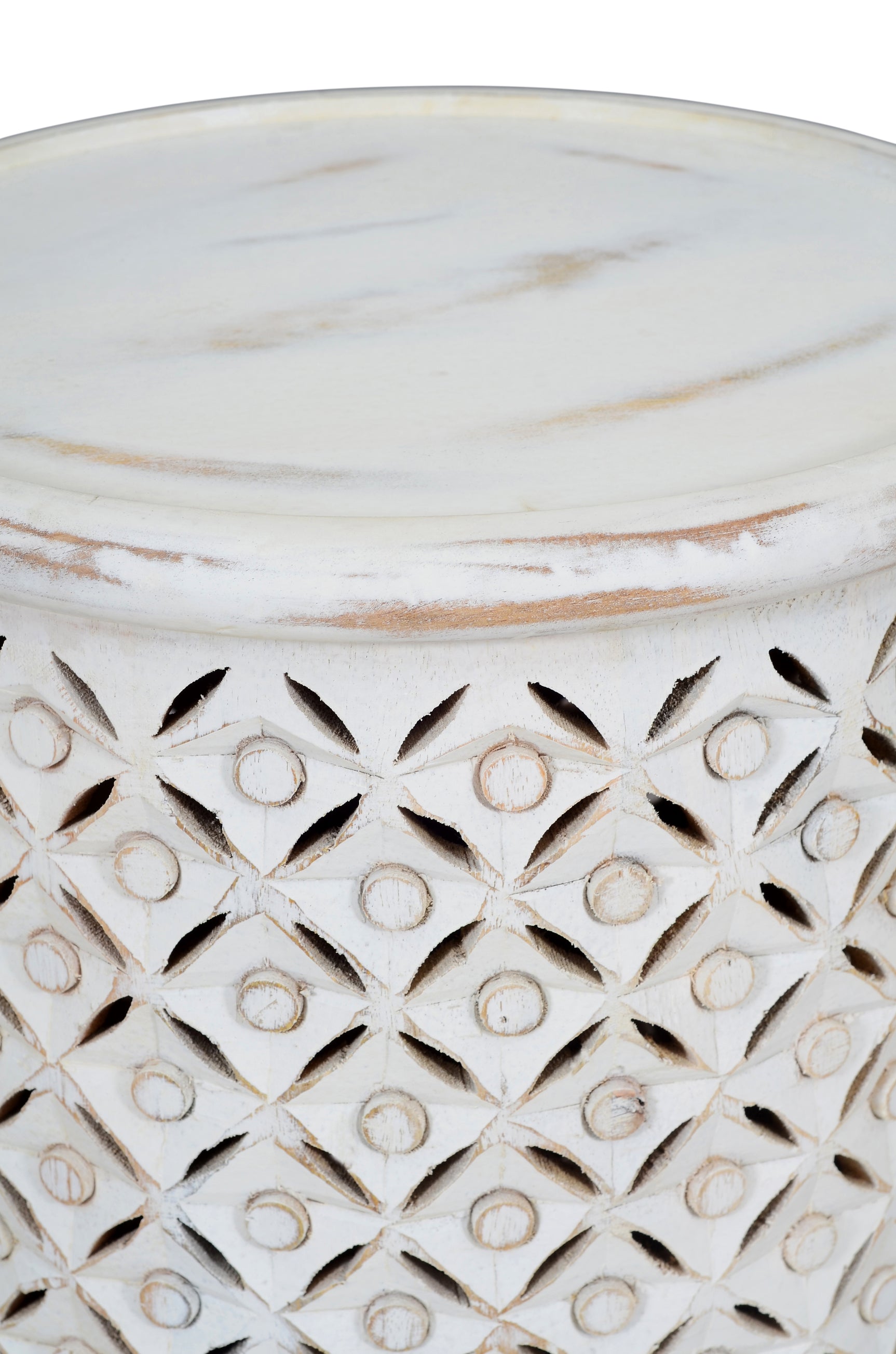 Decker Antique White Small Drum Table - Ornate Home