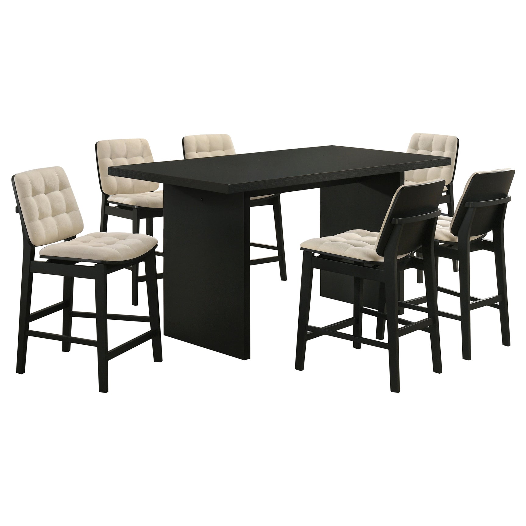 Decker Cream/Black 7-piece 70-inch Rectangular Counter Height Dining Set - Ornate Home