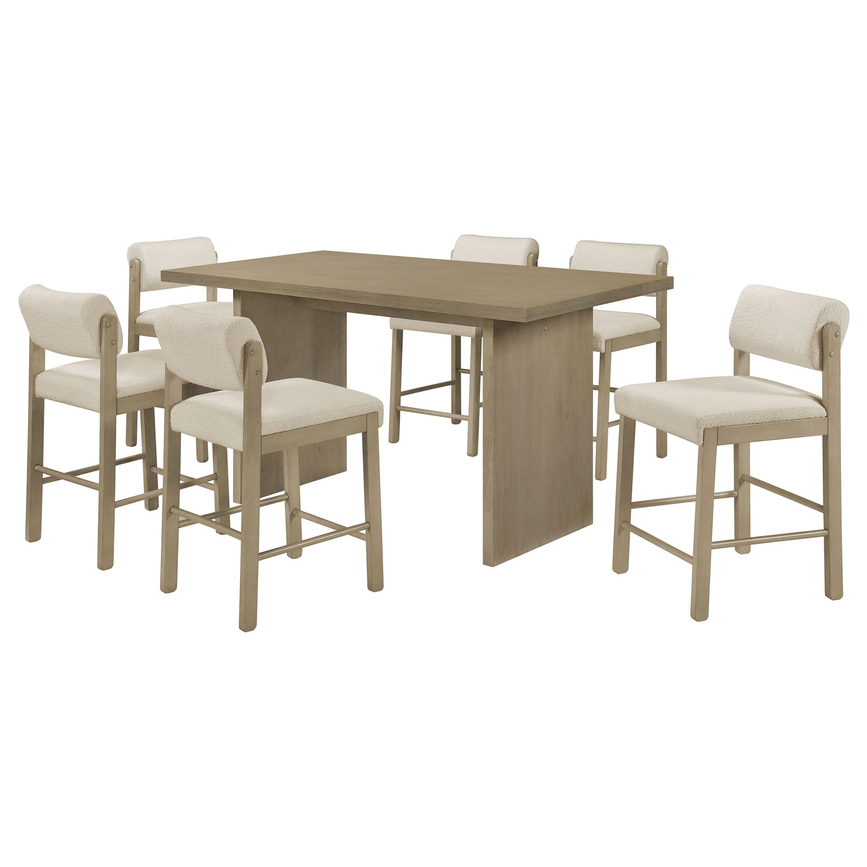 Decker Cream/Natural Oak 7-piece 70-inch Rectangular Counter Height Dining Set - Ornate Home