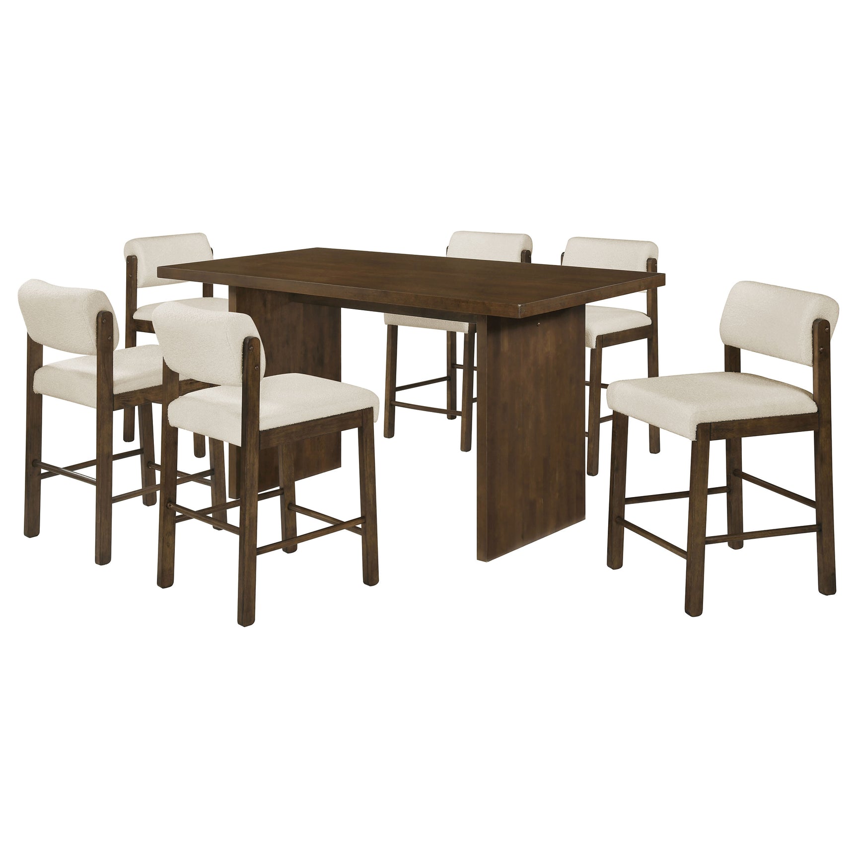 Decker Cream/Walnut 7-piece 70-inch Rectangular Counter Height Dining Set - Ornate Home