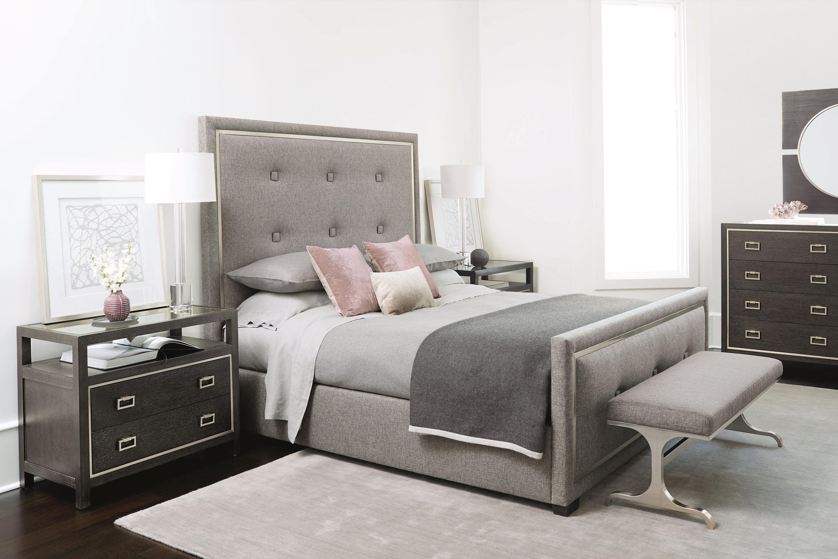 Decorage Silver Mist/Grey Panel King Bed - Ornate Home