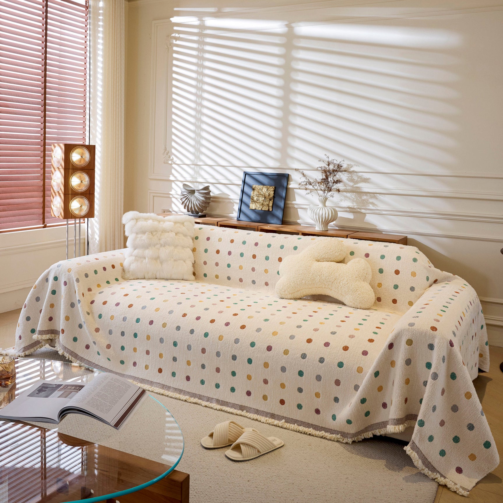 Decorative Plush Textured Woven Sofa Cover Throw, Cozy Soft Couch Protector Blanket - Ornate Home