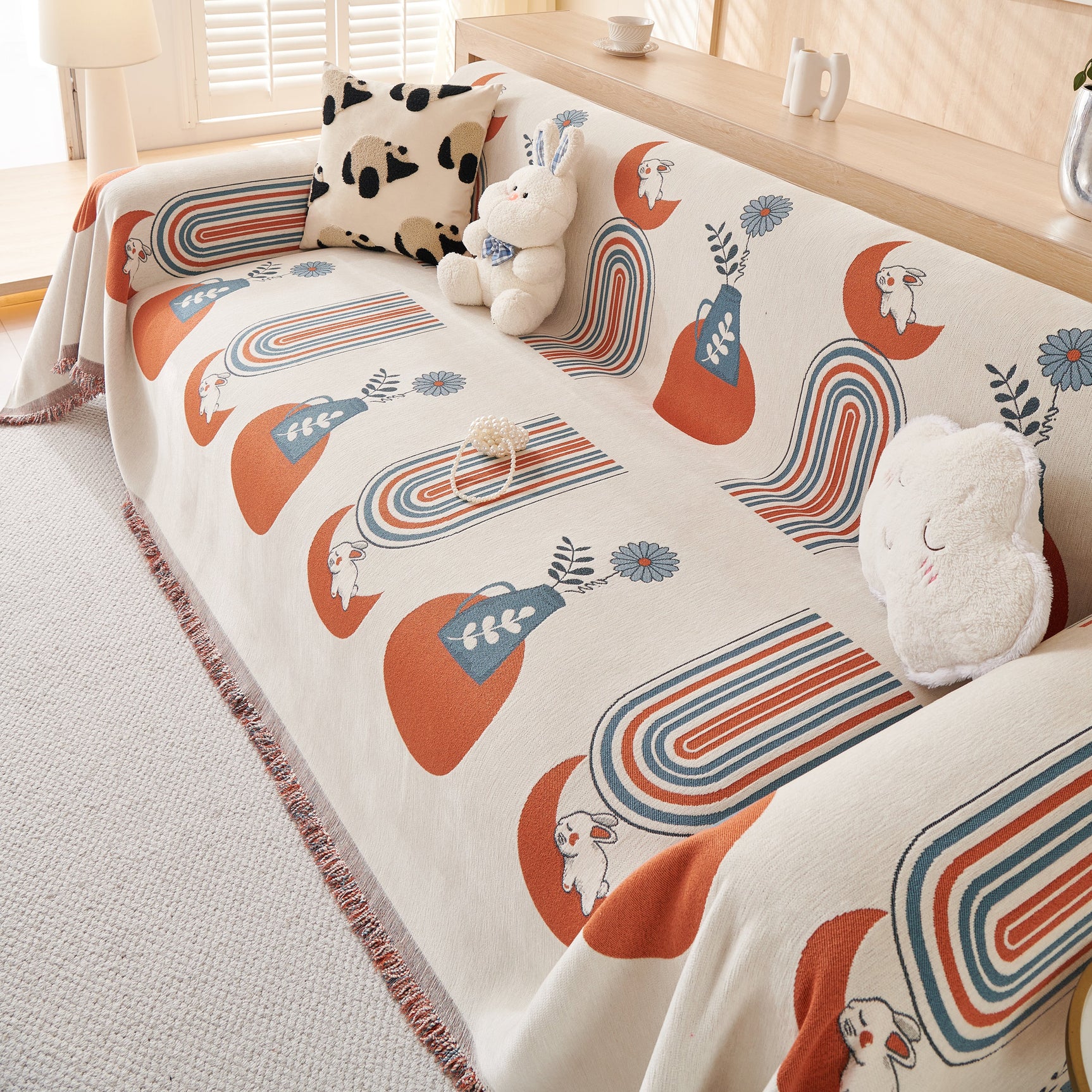 Decorative Throw Blankets for Couch Reversible Chenille Furniture Throw Covers for Sectional Sofa - Ornate Home