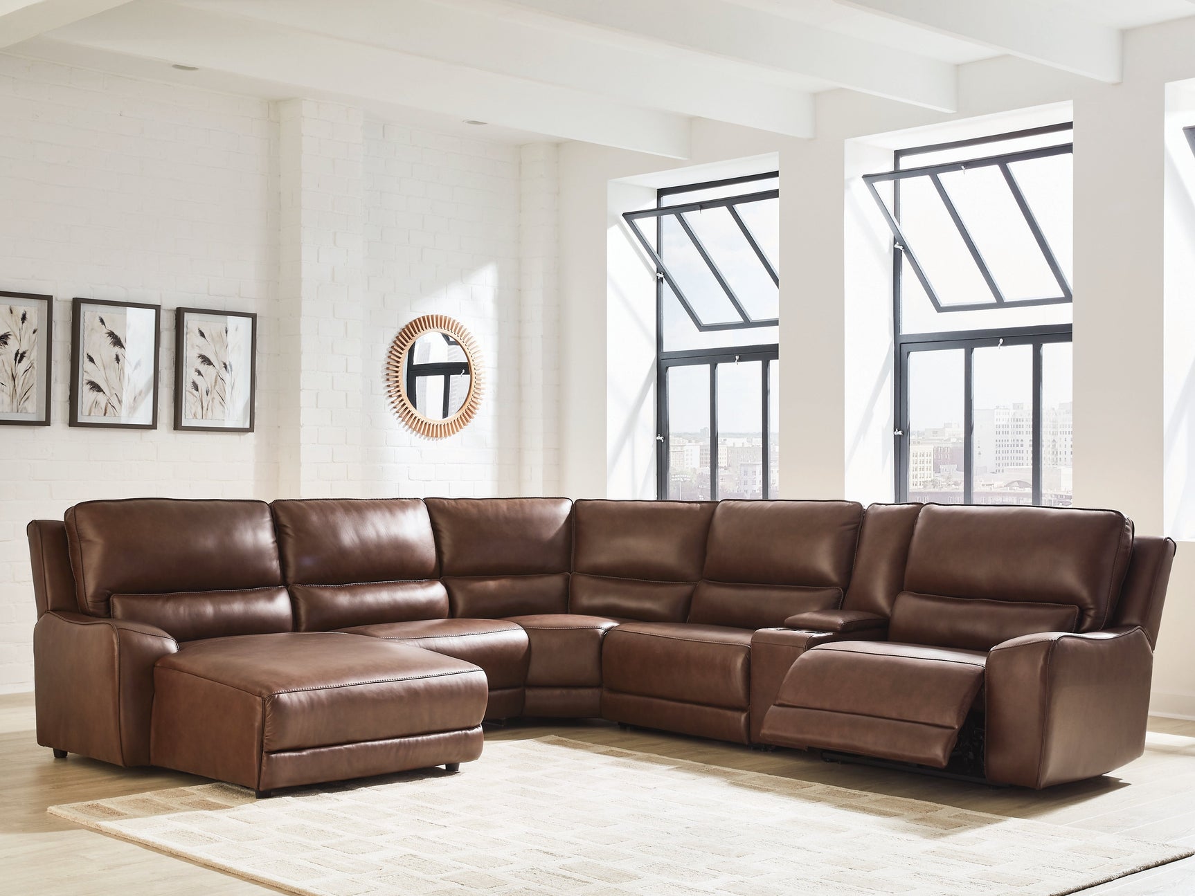 DeepWakes Canyon 6-Piece Power Reclining Sectional with Left Chaise (Online Special Price) - Ornate Home