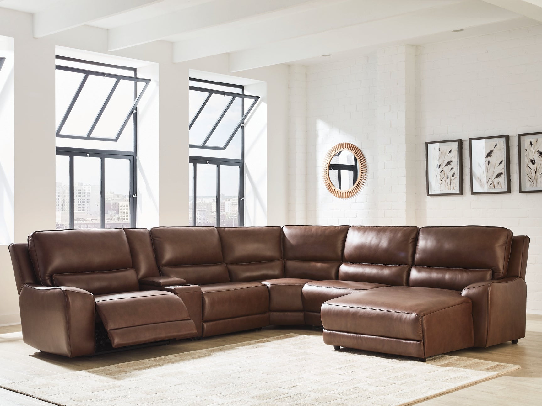DeepWakes Canyon 6-Piece Power Reclining Sectional with Right Chaise (Online Special Price) - Ornate Home