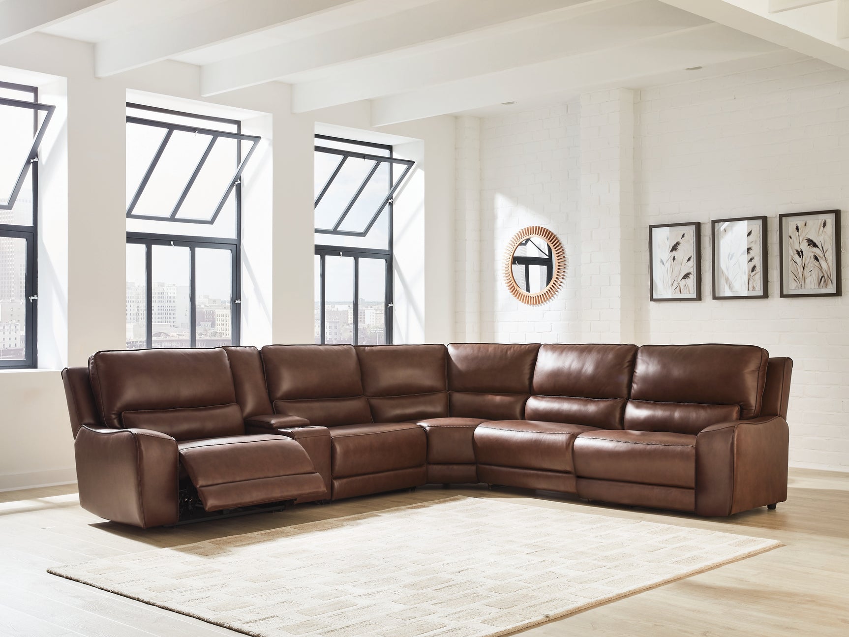 DeepWakes Canyon 6-Piece Reclining Sectional with Storage Console - Ornate Home