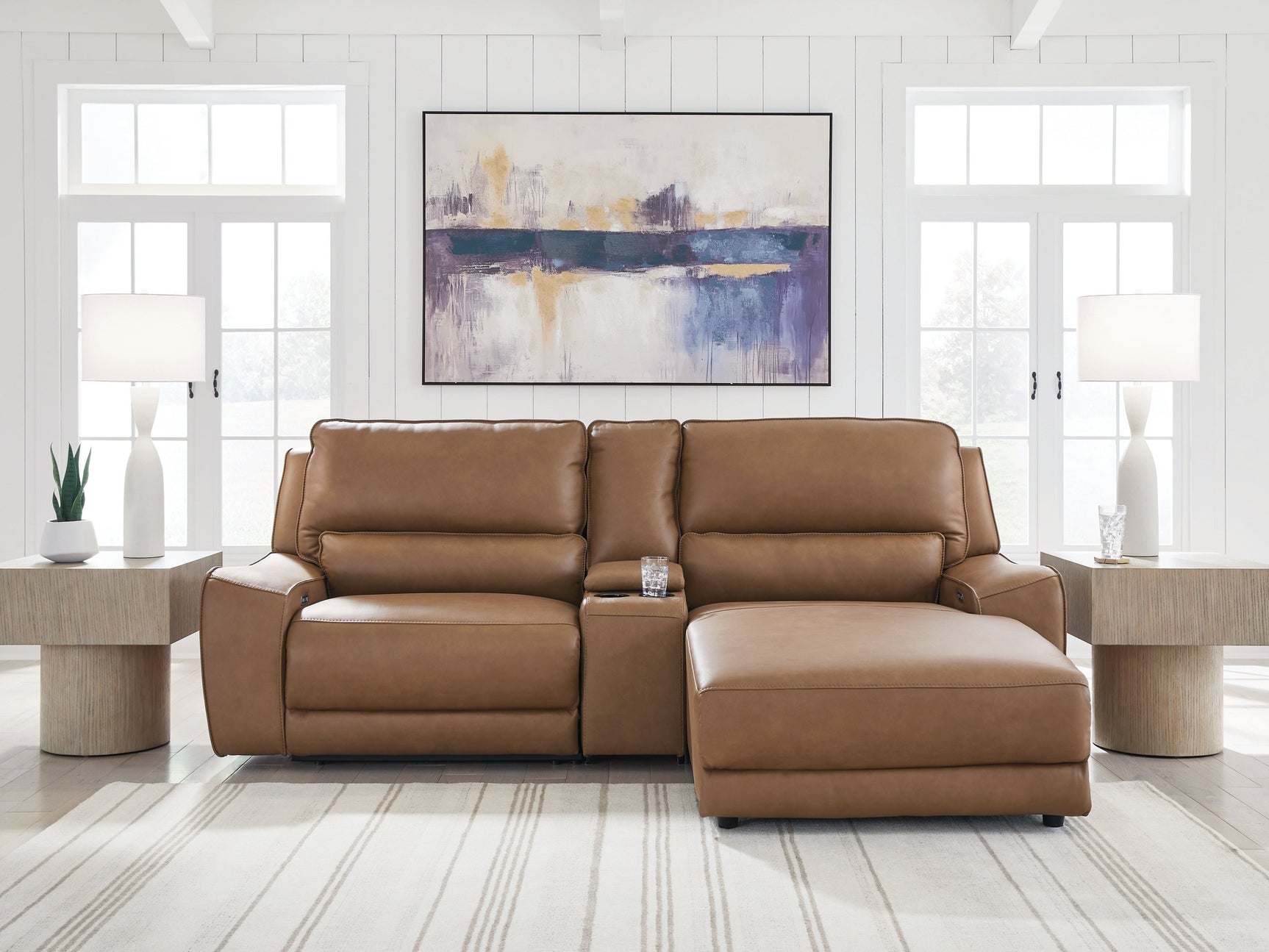 DeepWakes Caramel 3-Piece Power Reclining Sectional with Right Chaise (Online Special Price) - Ornate Home