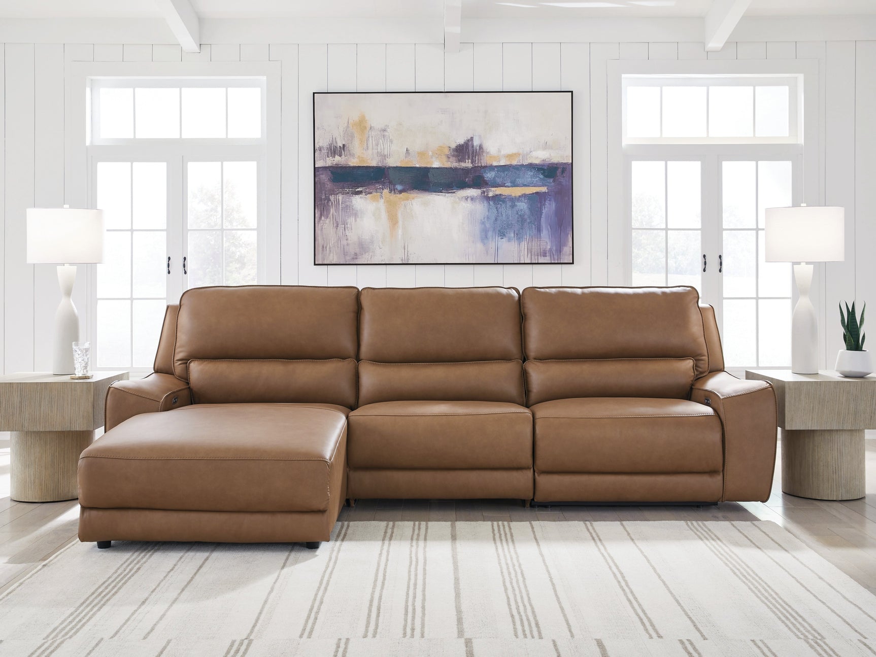DeepWakes Caramel 3-Piece Reclining LAF Sofa Chaise (Online Special Price) - Ornate Home