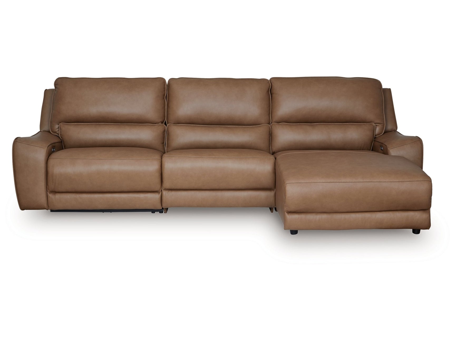 DeepWakes Caramel 3-Piece Reclining RAF Sofa Chaise - Ornate Home