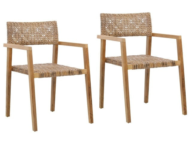 Deeta Natural Outdoor Dining Chair (Set of 2) - Ornate Home