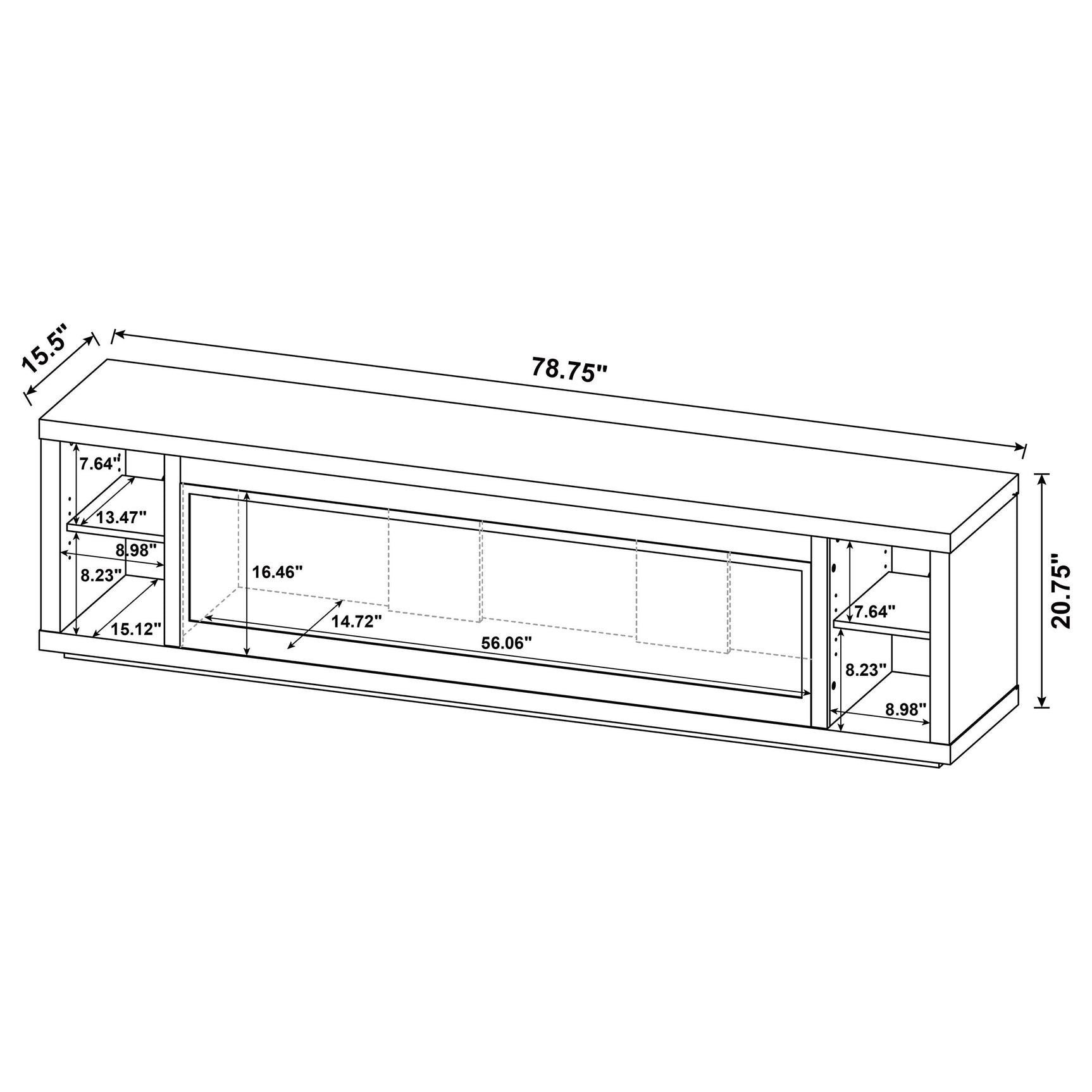 Deiter Black 79-inch TV Stand Fireplace Media Console - Ornate Home