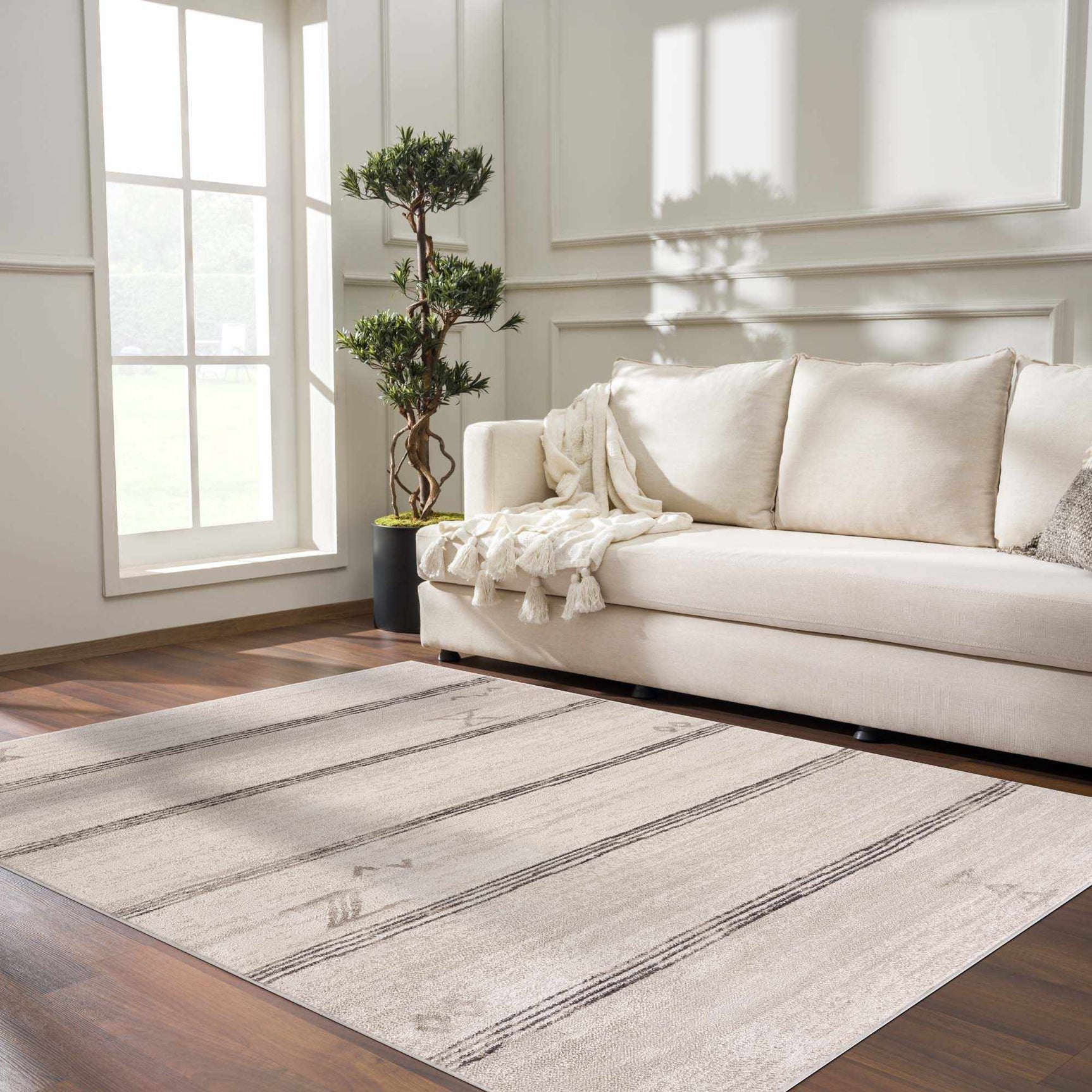 Deja Cream & Charcoal Area Rug - Clearance - Ornate Home