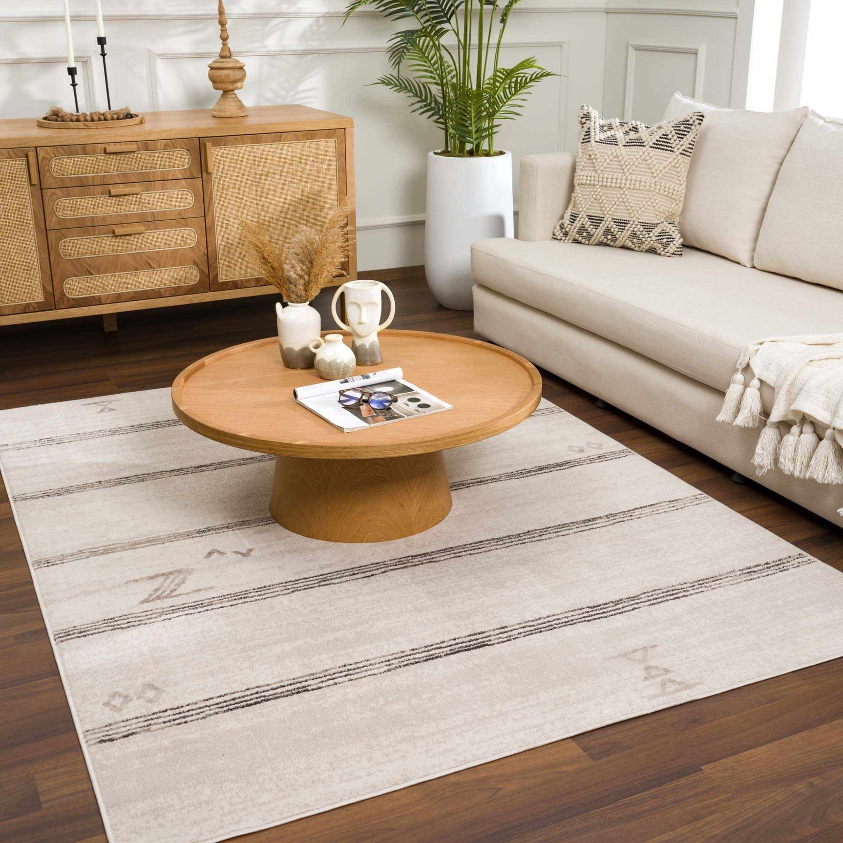 Deja Cream & Charcoal Area Rug - Clearance - Ornate Home