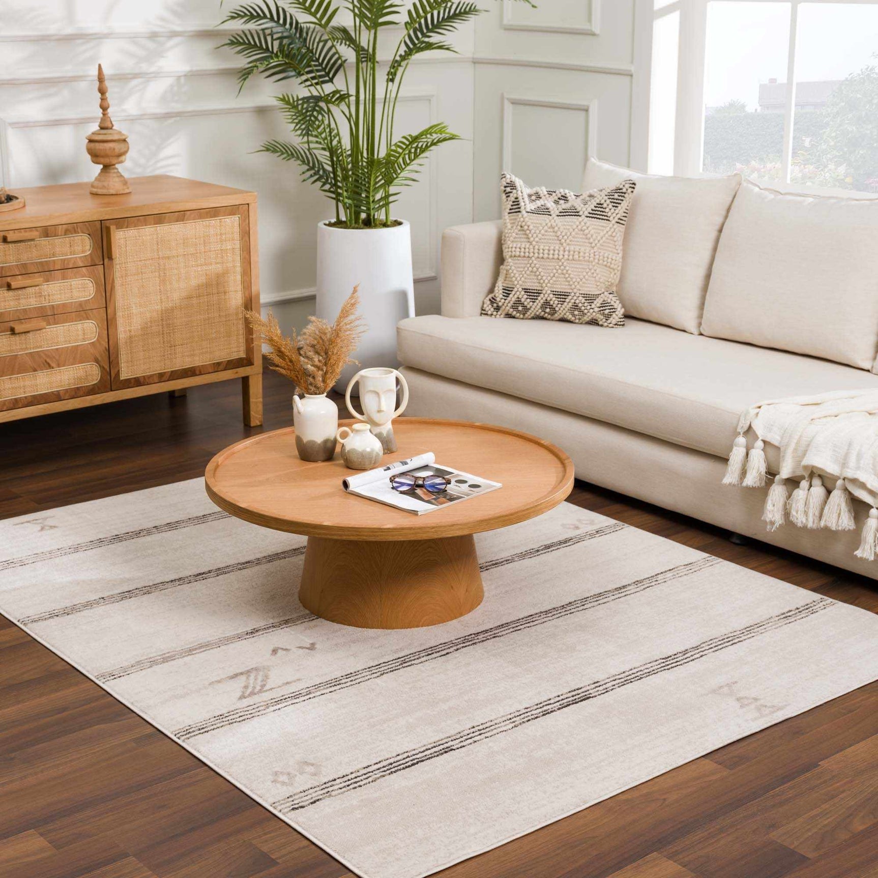 Deja Cream & Charcoal Area Rug - Clearance - Ornate Home