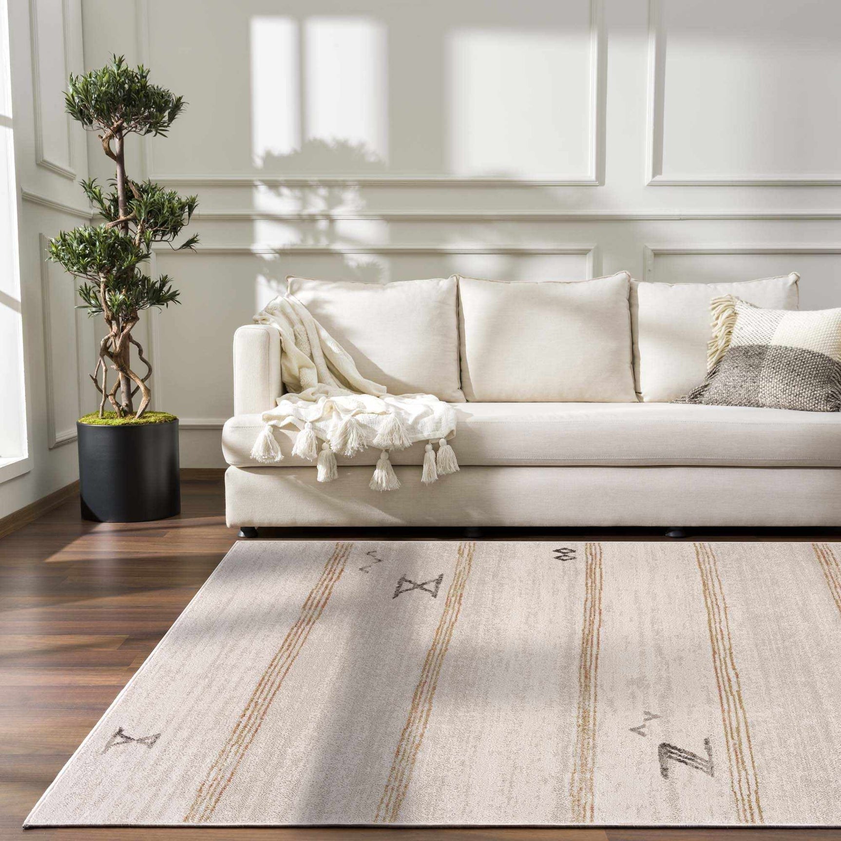 Deja Cream & Gold Area Rug - Clearance - Ornate Home