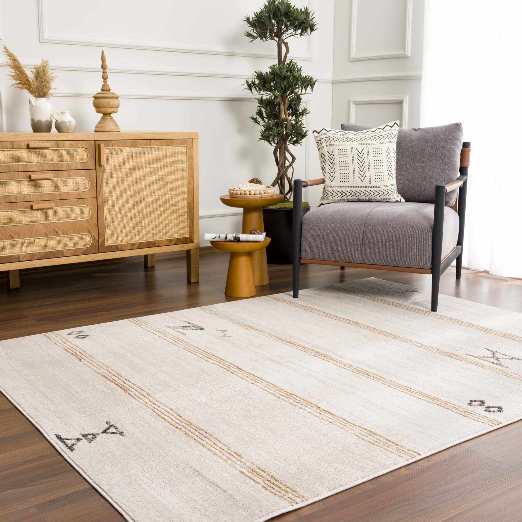 Deja Cream & Gold Area Rug - Clearance - Ornate Home