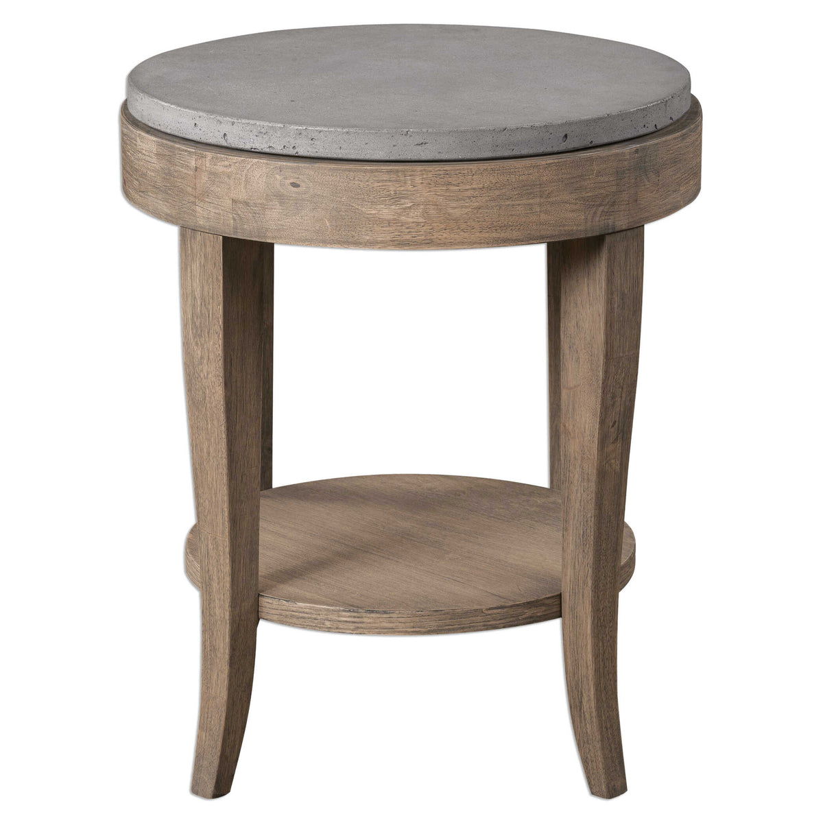Deka Gray/Woodtone Round Side Table - Ornate Home
