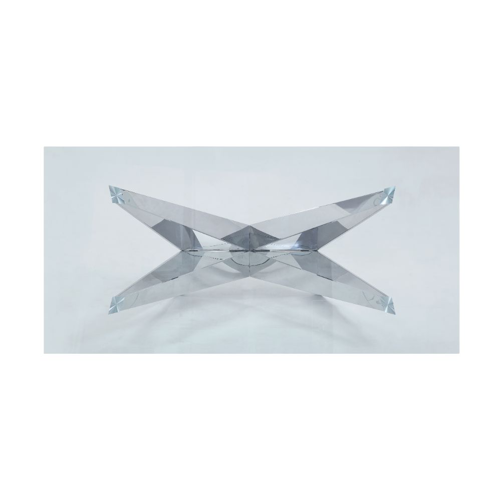 Dekel Clear Tempered Glass/Stainless Steel Dining Table - Ornate Home