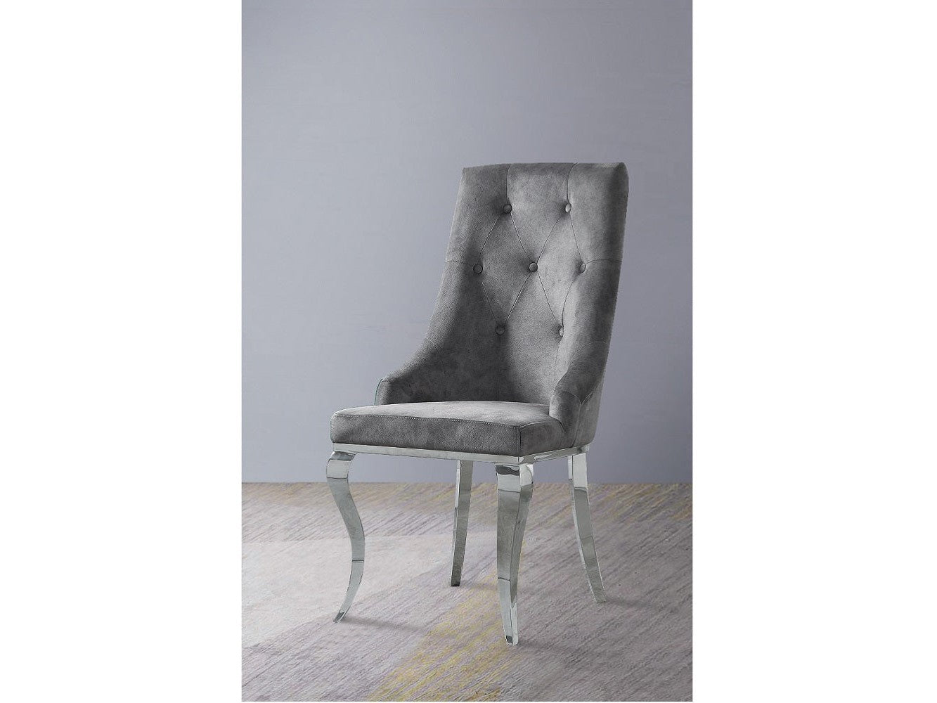 Dekel Fabric & Stainless Steel Side Chair (Set of 2) - Ornate Home