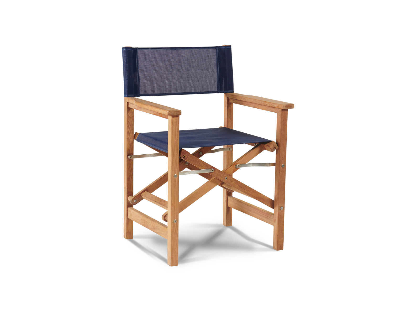 Del Ray 5-Piece Square Teak Blue Outdoor Dining Set with Folding Armchairs - Ornate Home