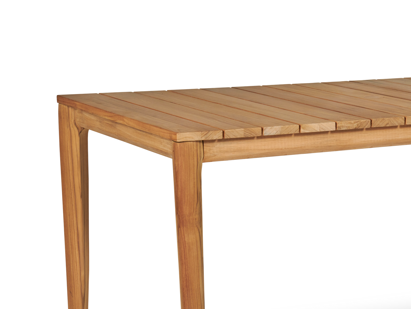 Del Ray 63-inch Rectangular Teak Outdoor Dining Table with Umbrella Hole - Ornate Home