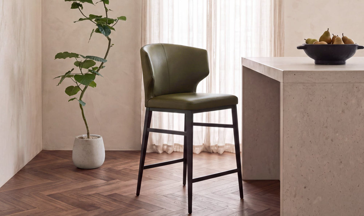 Delaney Dark Green Counter Stool - Ornate Home