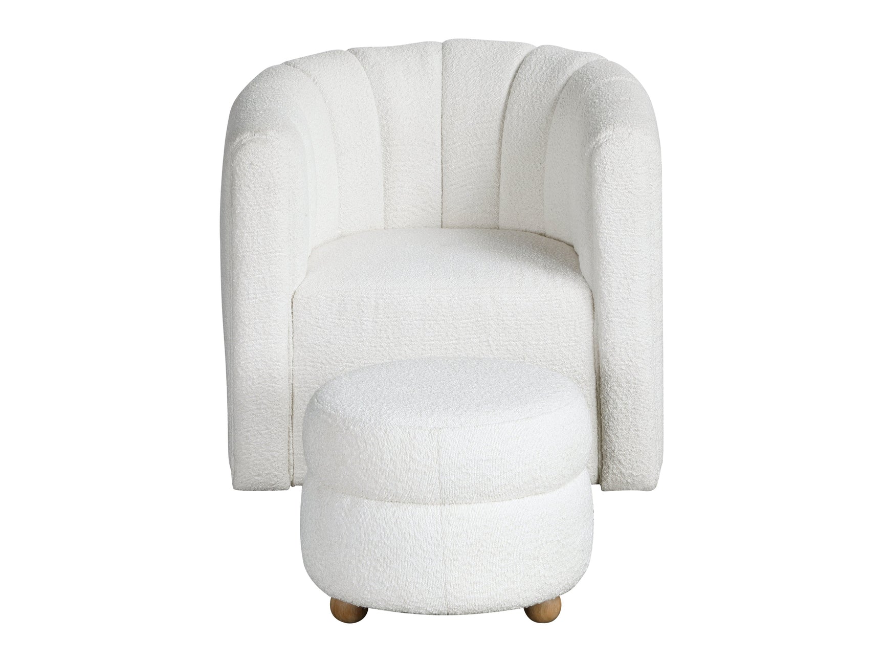 Delaney White Swivel Chair w/ Ottoman - Ornate Home