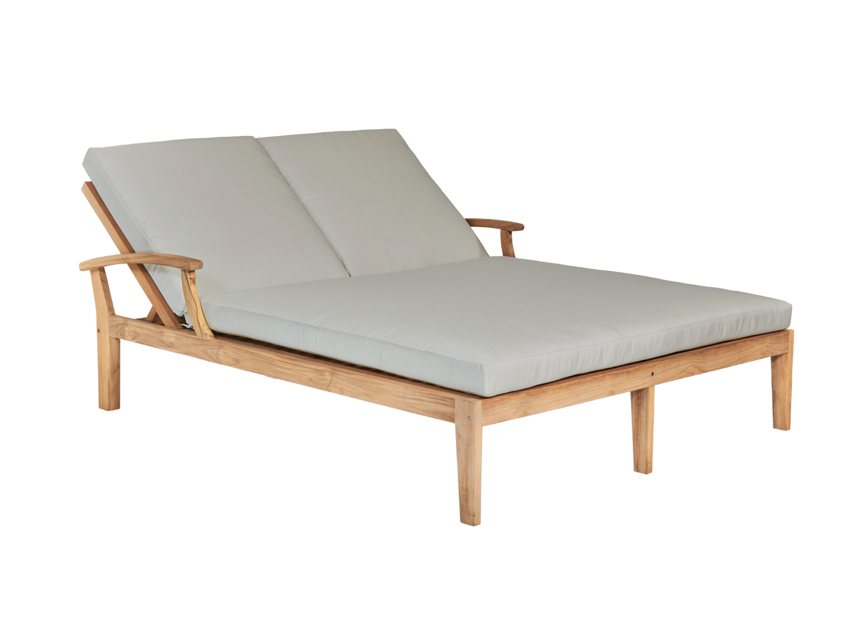 Delano Double Teak Canvas Outdoor Reclining Sunlounger with Sunbrella® Cushion - Ornate Home