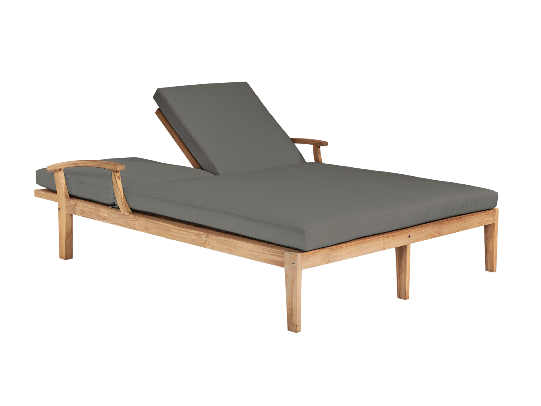 Delano Double Teak Charcoal Outdoor Reclining Sunlounger with Sunbrella® Cushion - Ornate Home