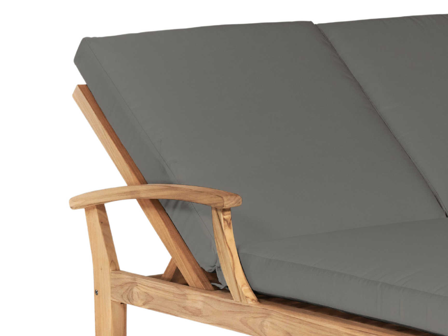 Delano Double Teak Charcoal Outdoor Reclining Sunlounger with Sunbrella® Cushion - Ornate Home