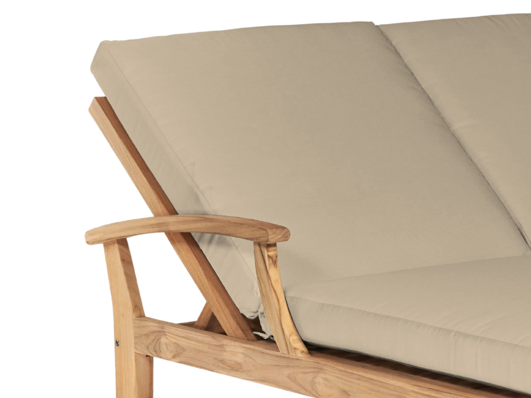 Delano Double Teak Fawn Outdoor Reclining Sunlounger with Sunbrella® Cushion - Ornate Home