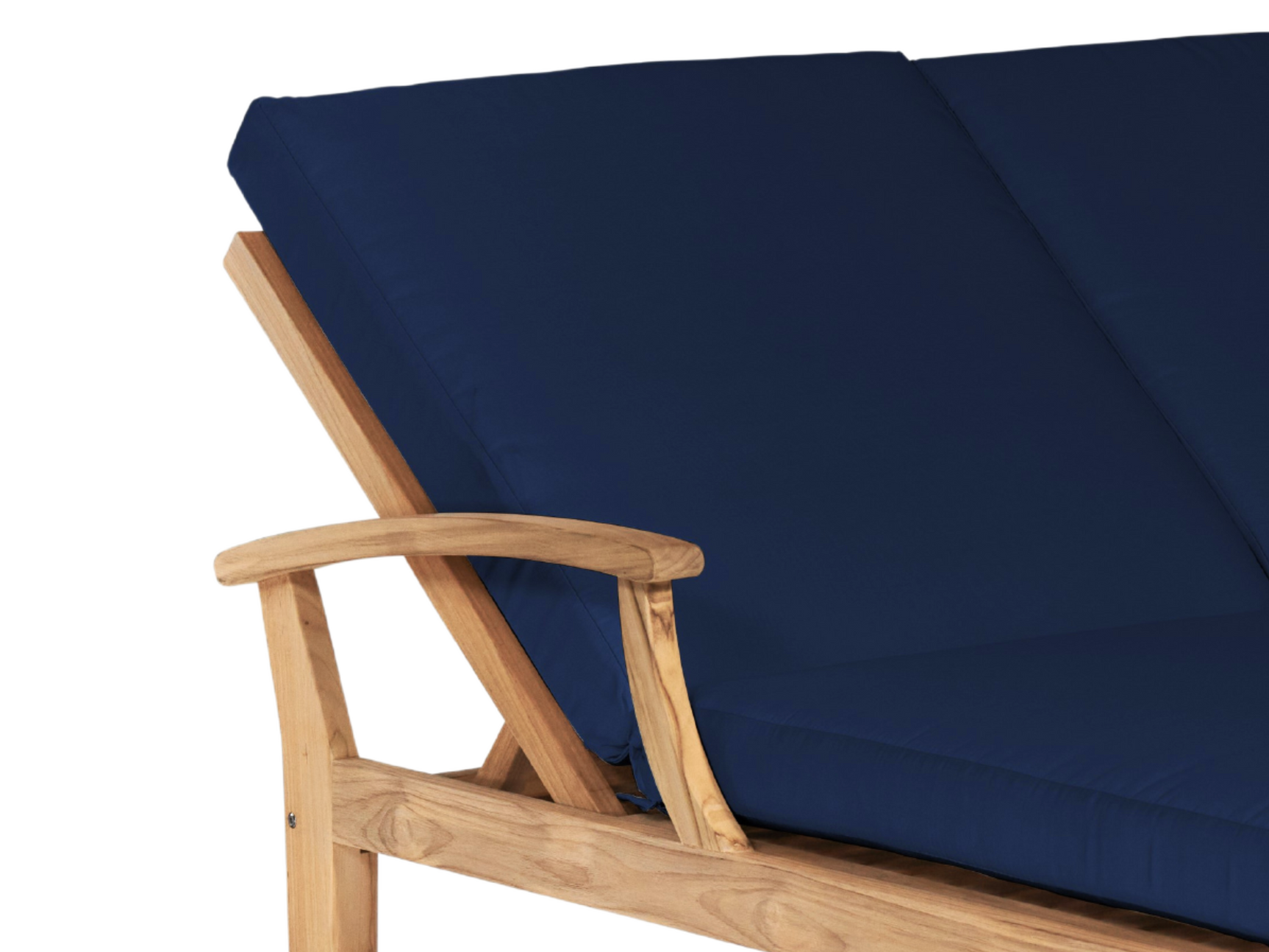 Delano Double Teak Navy Outdoor Reclining Sunlounger with Sunbrella® Cushion - Ornate Home