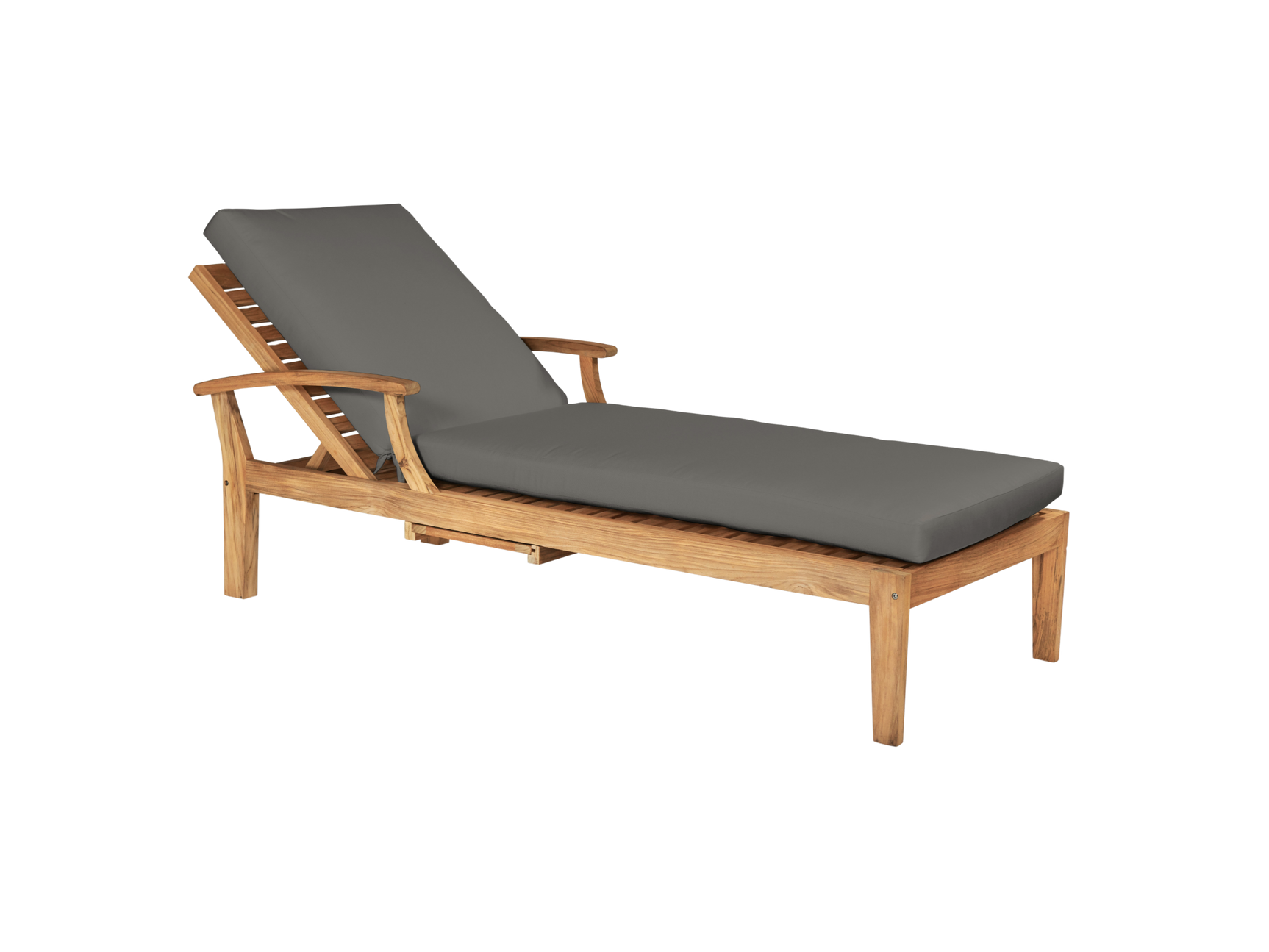Delano Teak Charcoal Outdoor Reclining Sunlounger with Sunbrella® Cushion and Slide-out Tray - Ornate Home